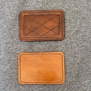 Sturdy leather card holder handmade in Newfoundland. 2 slots for cards well made